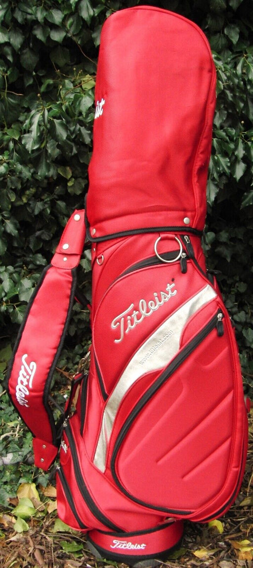 5 Division Titleist Red & White Tour Cart Trolley Golf Clubs Bag