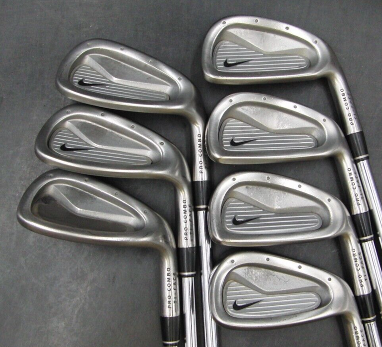 Set of 7 x Nike Pro Combo Ti-Face Irons 5-PW+GW Stiff Steel Shafts Nike Grips