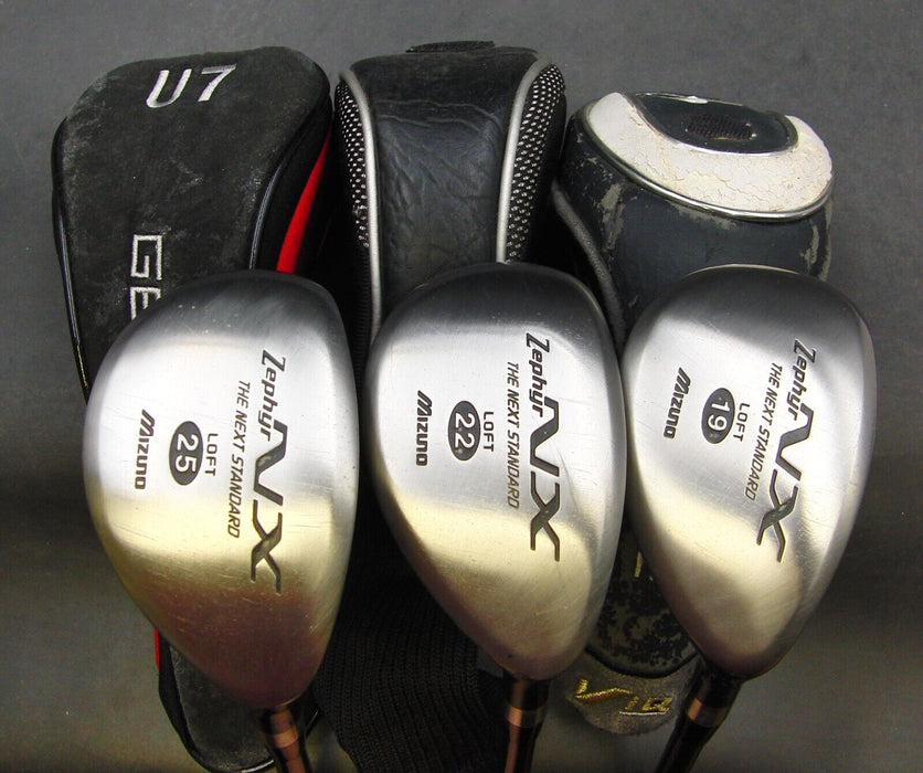 Set of 3 Mizuno Zephyr NX 19°,22°,25° Hybrids Regular Graphite Shafts & H/Covers