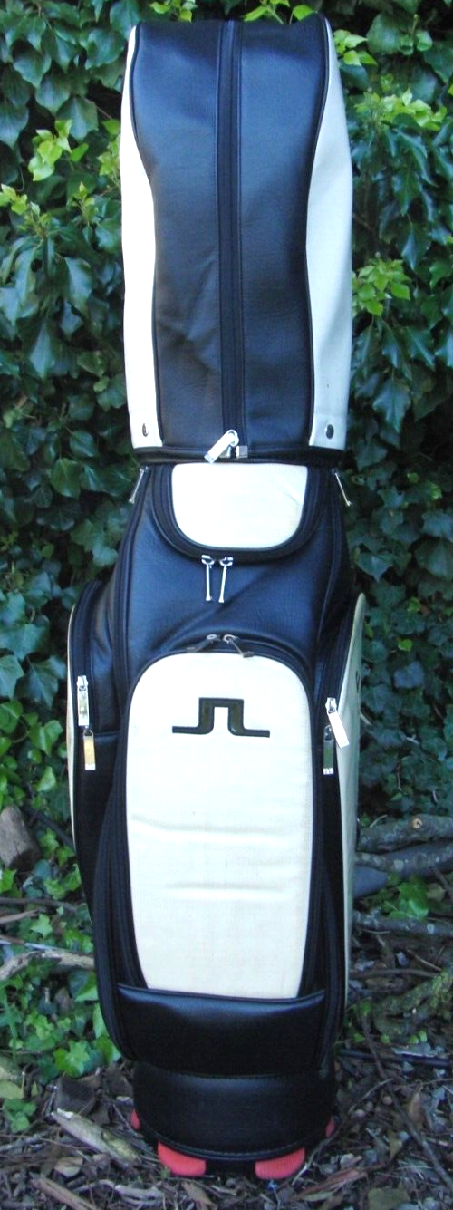 6 Division J. Lindeberg White & Black Golf Cart Carry Golf Clubs Bag