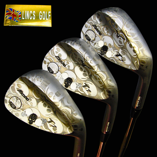 Set of 3 x Custom Milled Skull Patterned Mizuno T7 Forged 50° + 54° + 58° Wedges