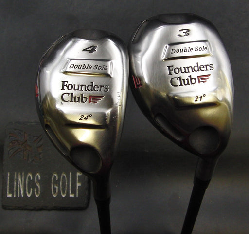 Set of 2 Founders Club Double Sole 21° 3 & 24° 4 Hybrids Regular Graphite Shafts