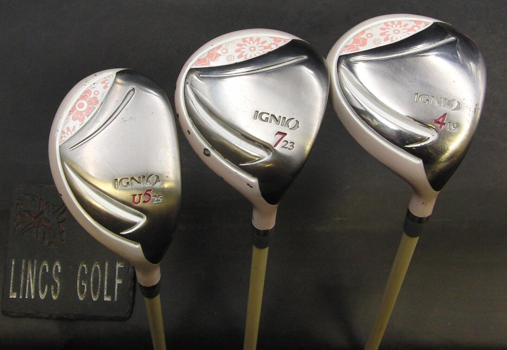 Set of 3 Ladies Ignio 19° 4 + 23° 7 Woods 25° 5 Hybrid Ladies Graphite Shafts