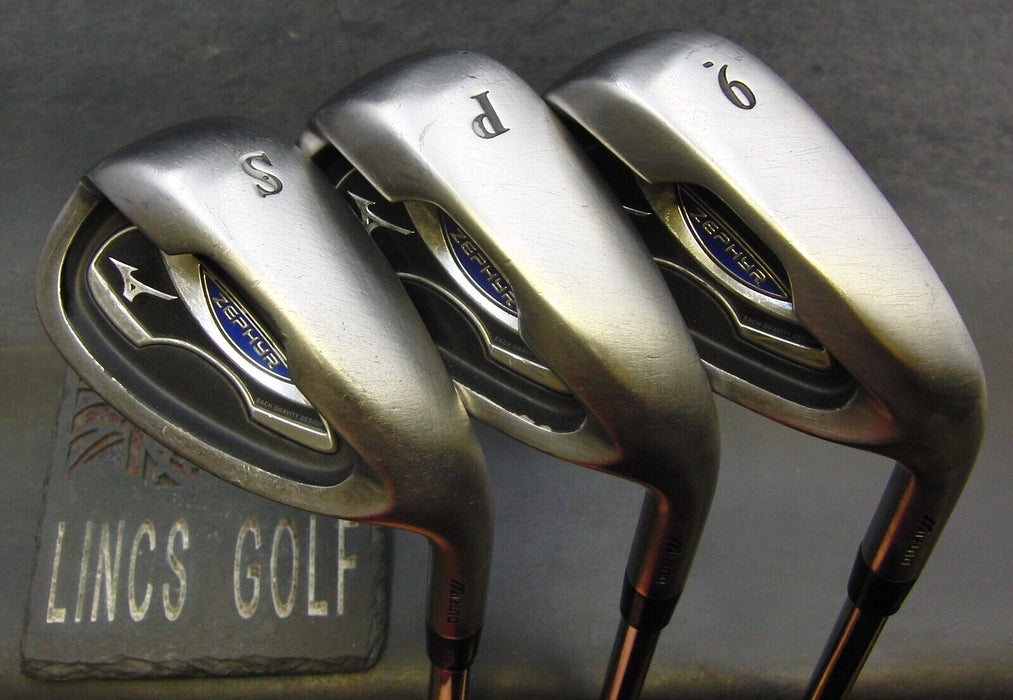 Set of 3 Mizuno Zephyr 9 Iron, Pitching & Sand Wedges Regular Steel Shafts