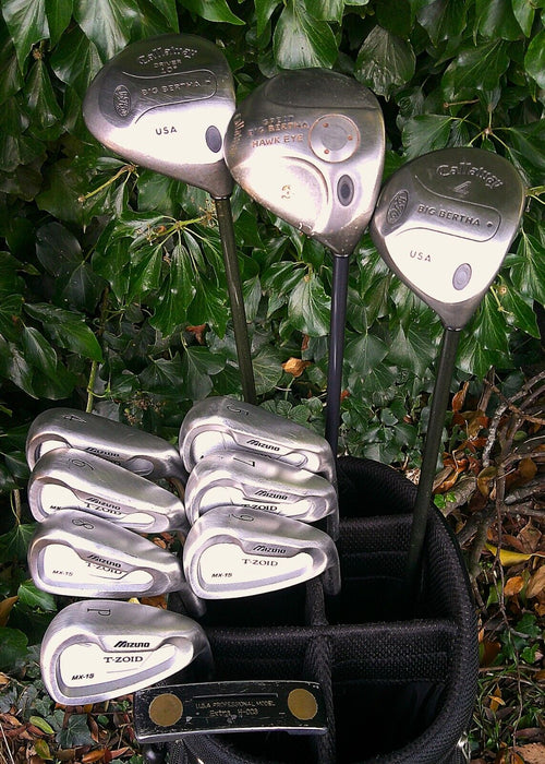 Set Of Mizuno T-Zoid MX-15 4-PW+ Callaway Driver+ 3 Wood+ 4 Wood+ Putter+ Bag