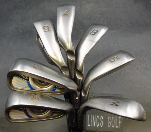 Set of 7 x Ping Gmax White Dot Irons 4-PW Regular Steel Shafts Mixed Grips*