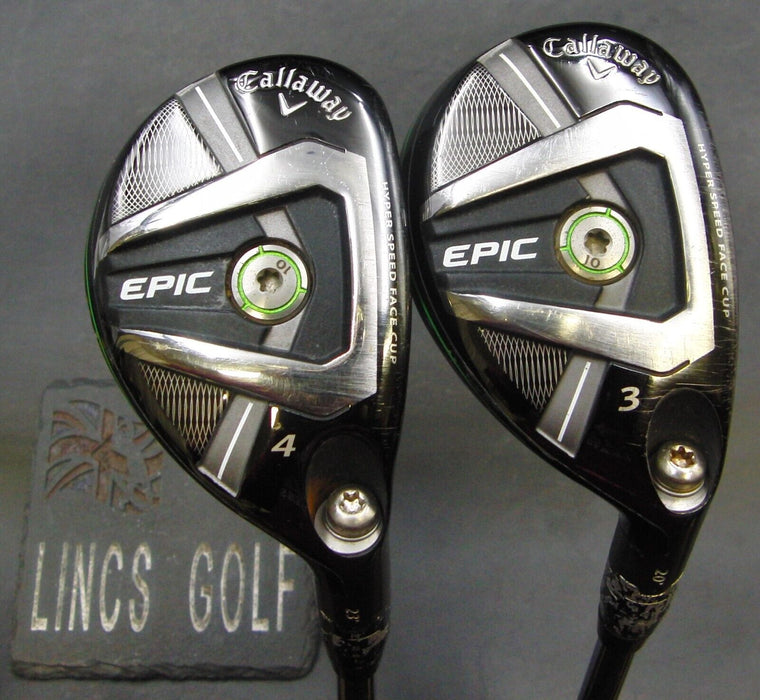 Set of 2 Callaway Epic 20° 3 & 23° 4 Hybrids Stiff Steel Shafts Iomic Grips*