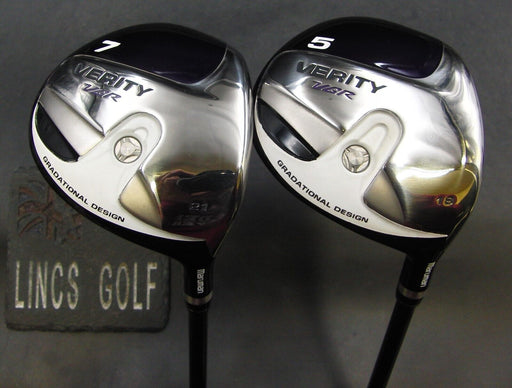 Set of 2 Maruman Verity VGR 5+7 Woods Stiff Graphite Shafts & Verity HeadCovers