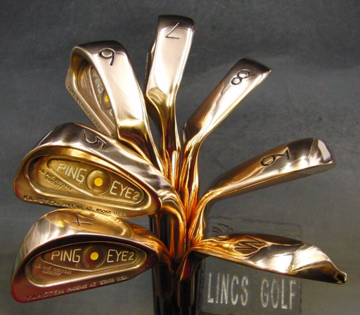 Polished Set of 7x Ping Eye 2 BeCu Yellow Dot Irons 4-PW Stiff Steel Shafts*