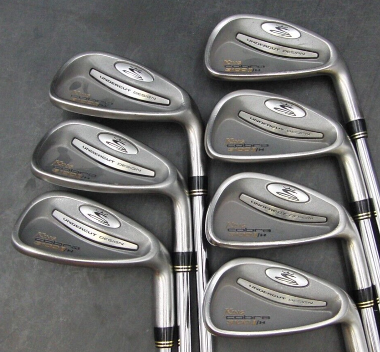 Set of 7 x King Cobra 3100 I/H Irons 4-PW Stiff Steel Shafts Golf Pride Grips