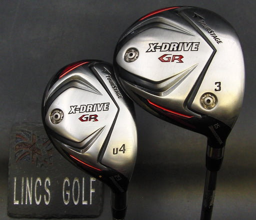 Set of 2 Bridgestone X-Drive GB 15° 3 Wood &23° 4 Hybrid Regular Graphite Shafts