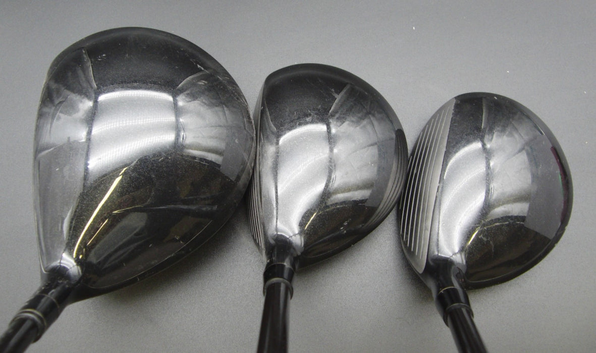 Set of 3 Birth Black Bullet 10° Driver & 4 + 7 Woods Stiff Graphite Shafts