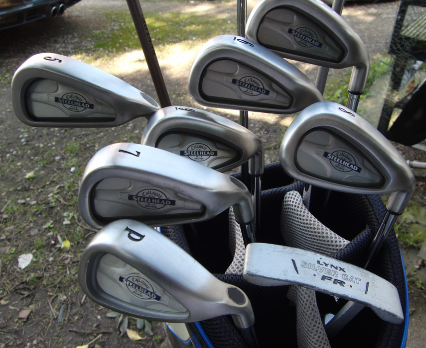 Set of Callaway SteelHead X-14 4-PW + Callaway Steel Head 3/5 Wood +Lynx Putter*
