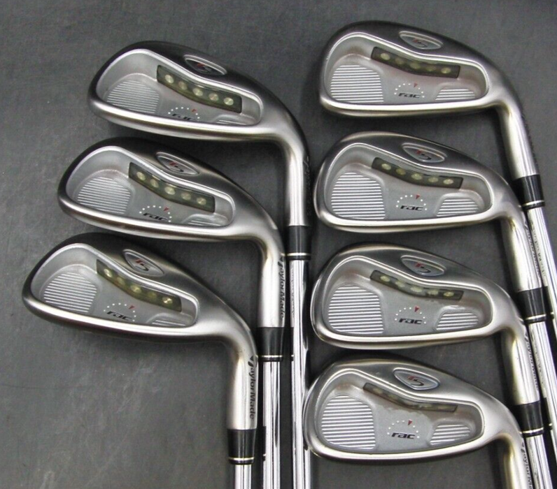 Set of 7 x TaylorMade r5 rac Irons 5-PW+GW Stiff Steel Shafts Mixed Grips