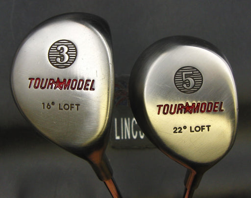 Vintage Set of 2 Titleist Tour Model 16° 3 & 22° 5 Woods Regular Steel Shafts