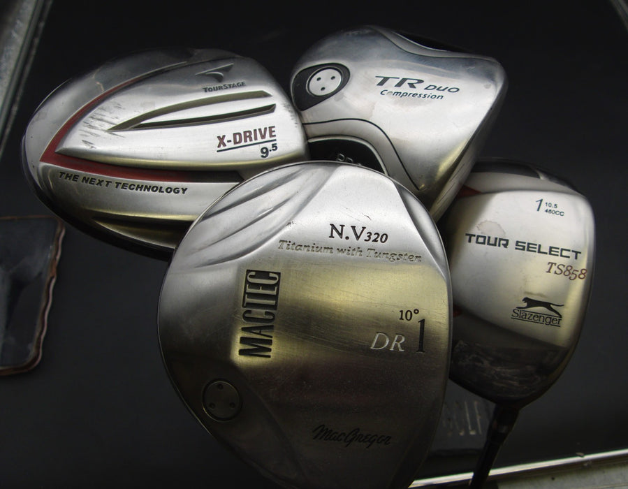 Set of 4 Golf Drivers Bridgestone Macgregore PRGR Slazenger
