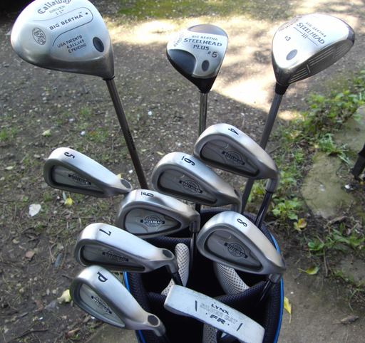 Set of Callaway SteelHead X-14 4-PW + Callaway Steel Head 3/5 Wood +Lynx Putter*