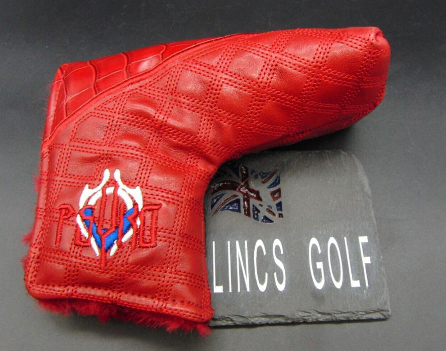 PSYKO GOLF Croc-Effect Quilted Embroidered Genuine Leather Putter Head Cover