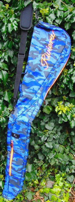 1 Division Blue Camo Riviera Foldable Pencil Golf Clubs Bag + Head Cover