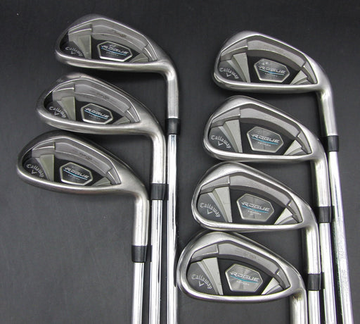 Set of 7x Callaway Rogue Star 5-PW+AW Irons Stiff Steel Shafts Golf Pride Grips