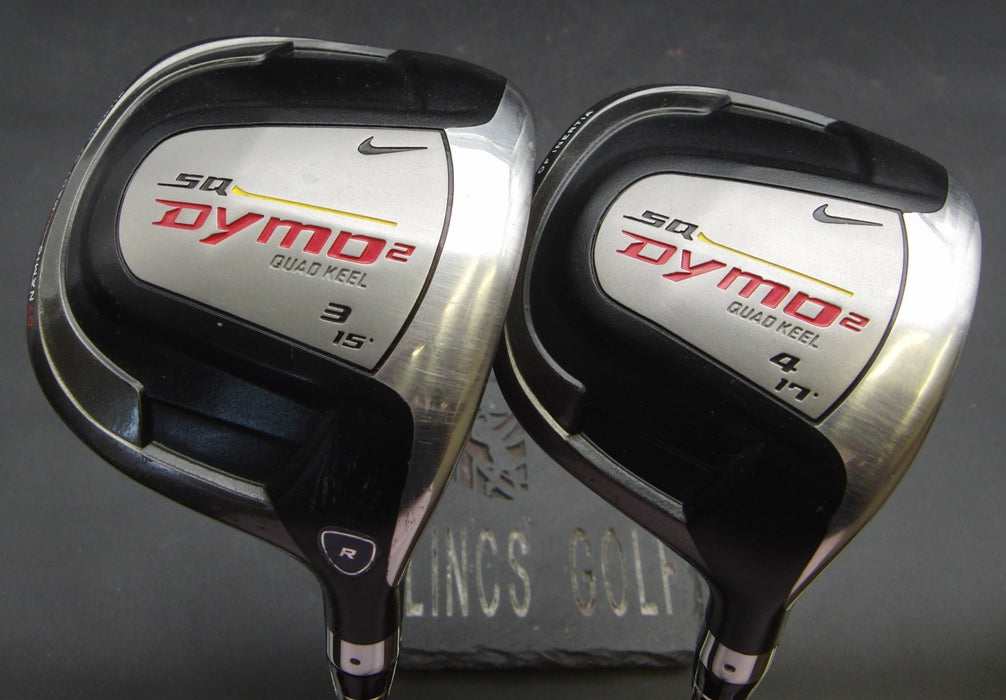Set of 2 Nike SQ Dymo2 Quad Keel 3+4 Woods Regular Graphite Shafts Nike Grips