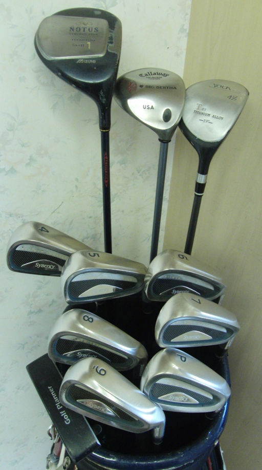 Set Of Bridge Stone 4-PW Irons+Mizuno Driver+Callaway 3 Wood+Soca 4 Wood+Putter