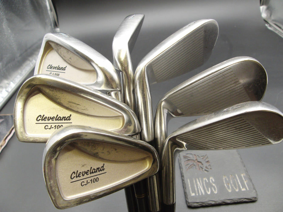 Set of 7x Cleveland CJ-100 Irons 4-PW Stiff Graphite Shafts Golf Pride Grips*