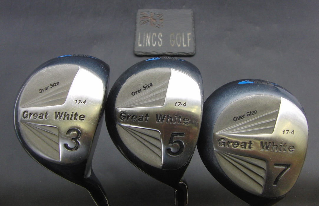 Set of 3 Tiger Shark Great White 3 Wood, 5 Wood + 7 Wood Regular Steel Shafts