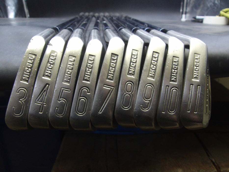 Set of 9x George Nicoll Concorde Irons 3-11 Regular Steel Shafts GolfPride Grips