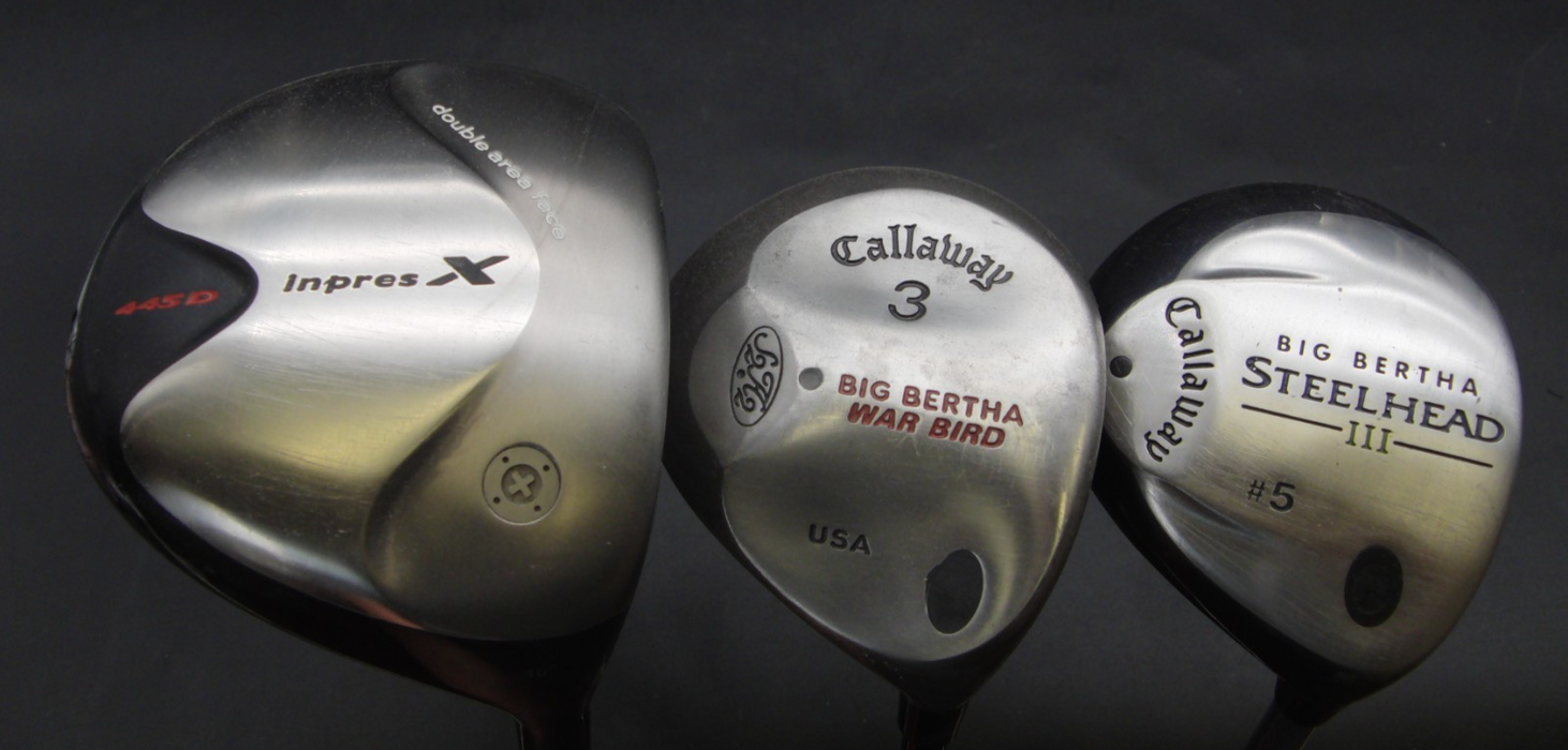 Set Of Silvar 3-PW Irons + 3 + 5 Callaway Woods +Inpresx Driver + Steel Putter