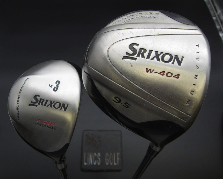 Set of 2 Srixon Trajectory Control 9.5° Driver + 14° 3 Wood Stiff Graphite Shaft