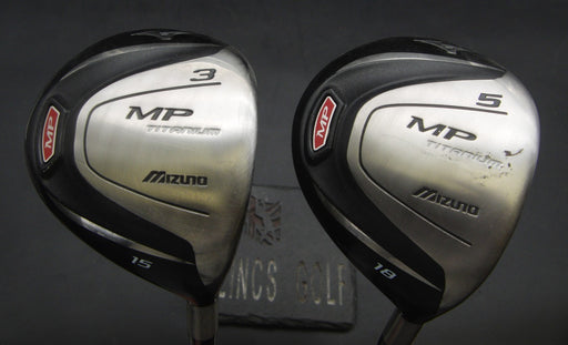 Set of 2 Mizuno MP Titanium 15° 3 Wood + 18° 5 Wood Regular Graphite Shafts