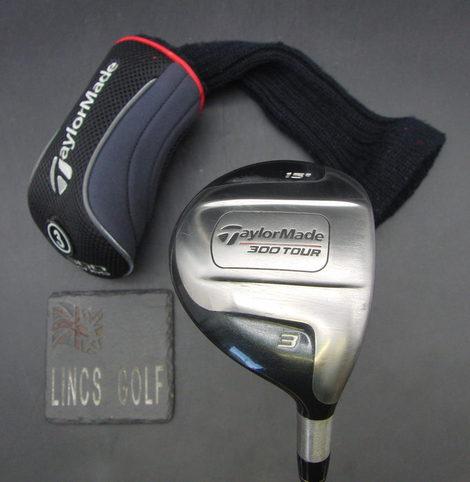 TaylorMade 300 Tour 15° 3 Wood Stiff Graphite Shaft TaylorMade Grip + Head Cover