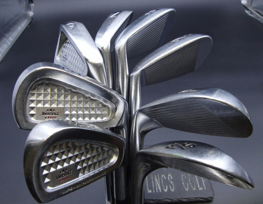 Set of 8x Bridgestone TourStage V3000 Irons 4-PW+AW Stiff Steel Shafts*