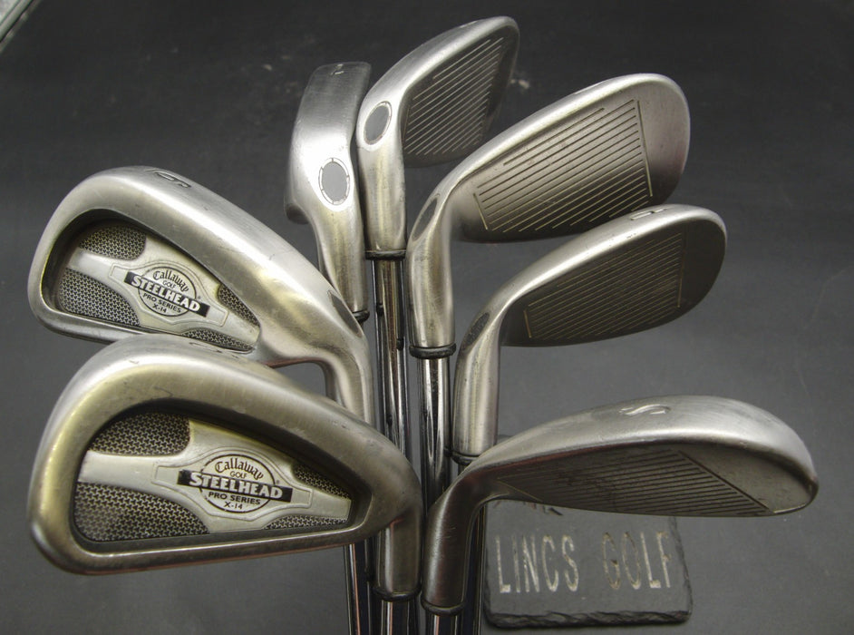 Set of 7x Callaway Steelhead Pro Series X-14 Irons 5-SW Stiff Steel Shafts *