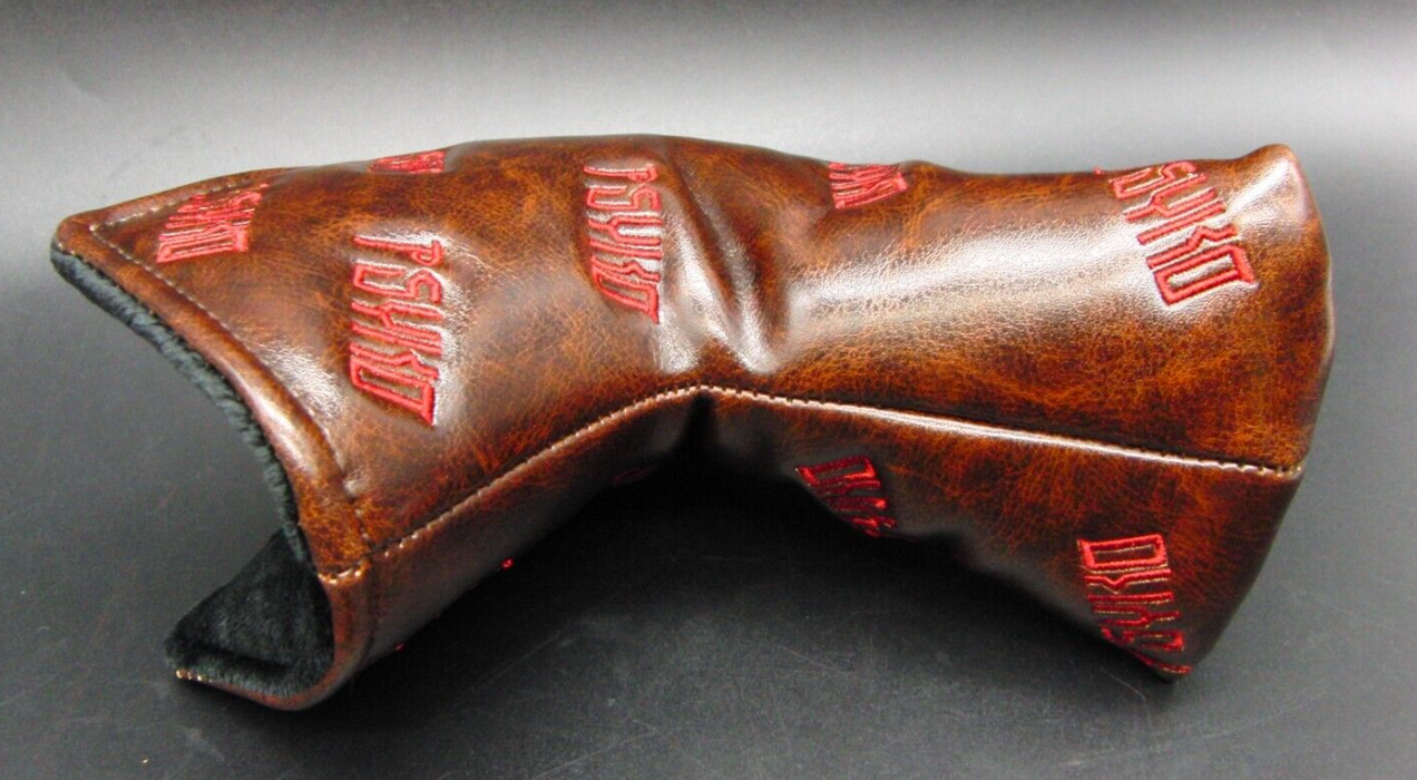 Luxury PSYKO GOLF Embroidered Vintage Look Genuine Leather Putter Head Cover
