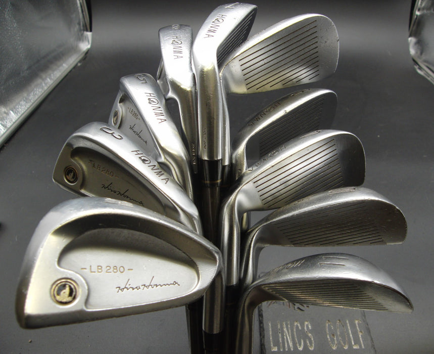 Set of 10x Honma LB280 Irons 3-11+SW Stiff Graphite Shafts HiroHonma Grips*