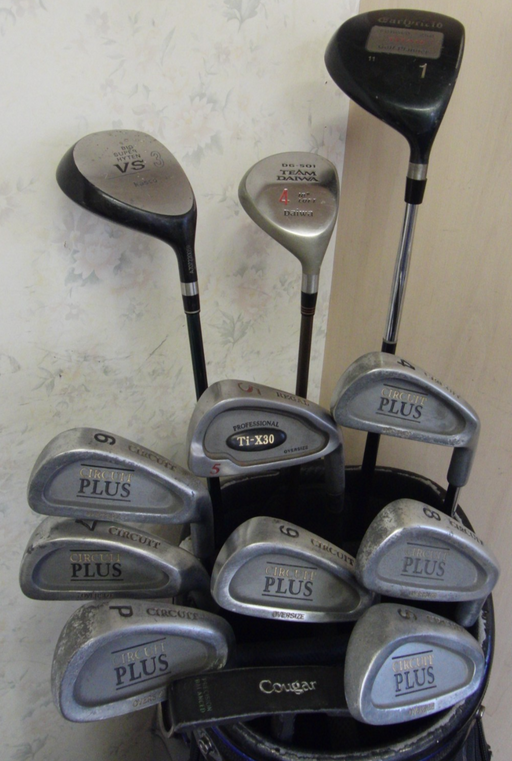 Set Of Circuit Plus 4-SW Irons + 3 + 4 Wood + Golf Planner Driver + Putter