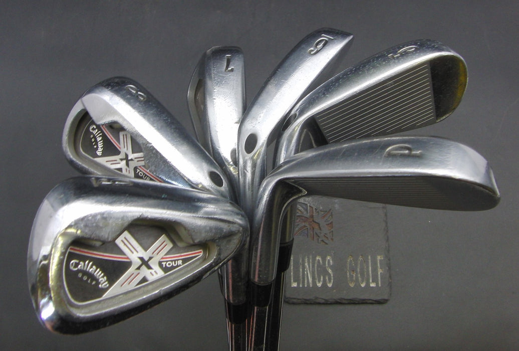 Set of 6x Callaway X Tour 5-PW Irons Stiff Steel Shafts Golf Pride Grips