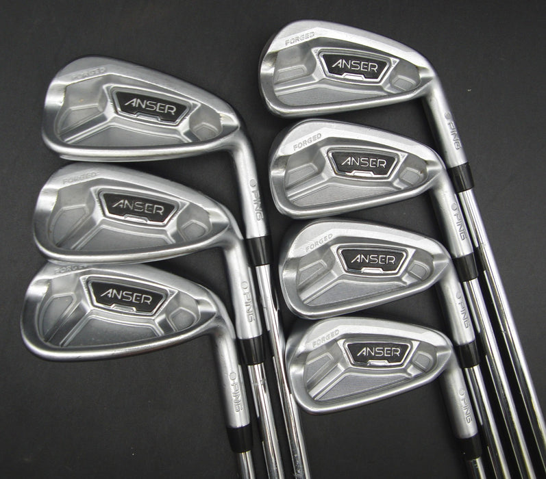 Set of 7x Ping Anser 2014 Black Dot Irons 4-PW Stiff Steel Shafts STM Grips