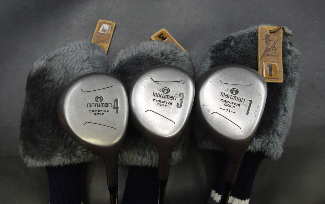 Set of 3 Maruman Creative 1 Driver &3+4 Woods Regular Steel Shafts Maruman Grips