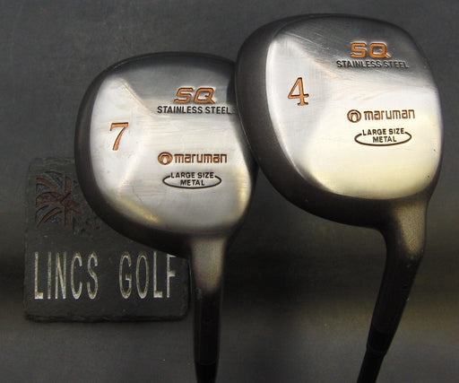 Vintage Set of 2 Maruman SQ 4 & 7 Woods Regular Graphite Shafts GP/Maruman Grips