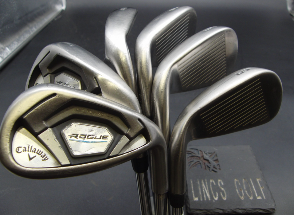 Set of 6x Callaway Rogue CF18 5-PW Irons Regular Steel Stiff Steel Shafts*