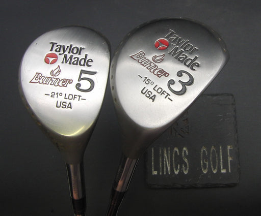 Set of 2 TaylorMade Burner 15° 3+21° 5 Woods Regular Steel/Graphite Shafts