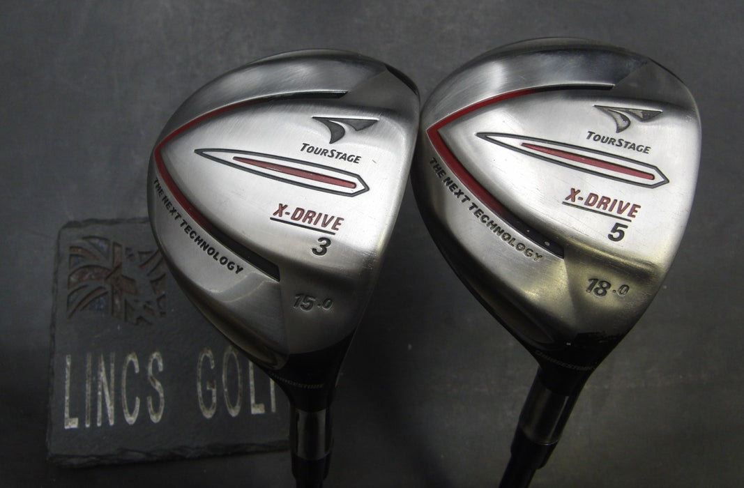 Set of 2 Bridgestone Tourstage X-Drive 15° 3 + 18° 5 Woods Stiff Graphite Shafts