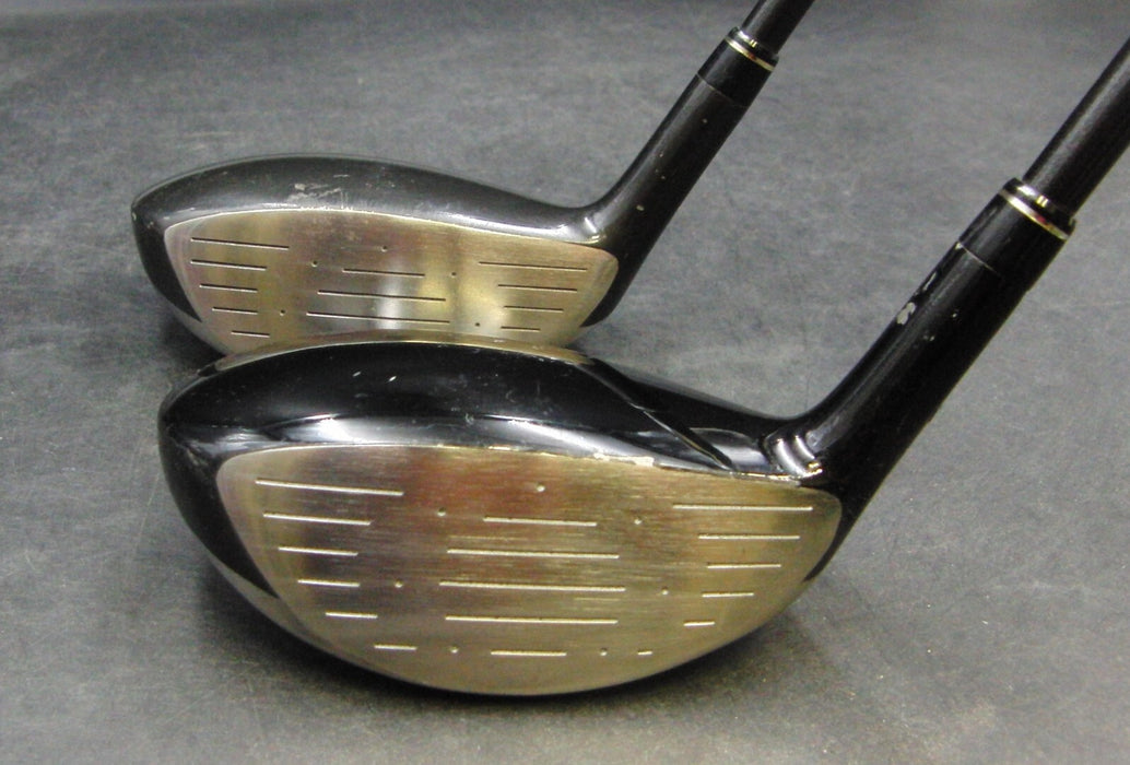 Set of 2 Maruman Exim 15º 3 & 18º 5 Woods Regular Graphite Shafts Exim Grips