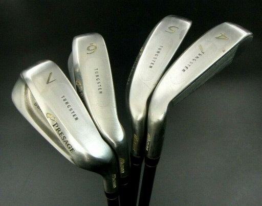 Set of 4 Mizuno PRESAGE Irons 4-7 Stiff Graphite Shafts Golf Pride Grips