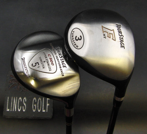 Set of 2 Bridgestone Tour Stage FHT 3 & C500 5 Woods Regular Graphite Shafts