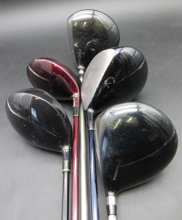 Set of 5x Multi Brands Drivers Stiff & Regular Graphite Shafts Black Grips