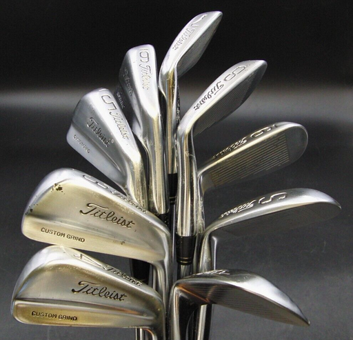 Set of 9 x Titleist Custom Grind Irons 3-SW Stiff Steel Shafts Golf Pride Grips